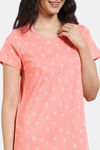 Zivame Scribbled Meadows Knit Cotton Mid Length Nightdress - Desert Flower — thumbnail 5